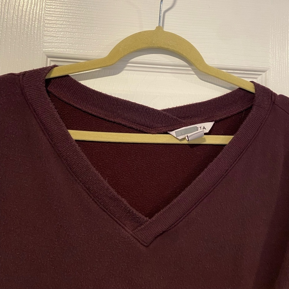 Athleta Size S Plum Purple Stretch Long Sleeve V Neck Tunic Top Thumbholes - Picture 5 of 9
